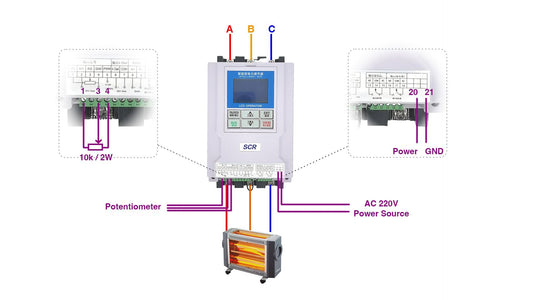How Does a 3-Phase Thyristor Power Regulator Use a Potentiometer to Control Voltage?