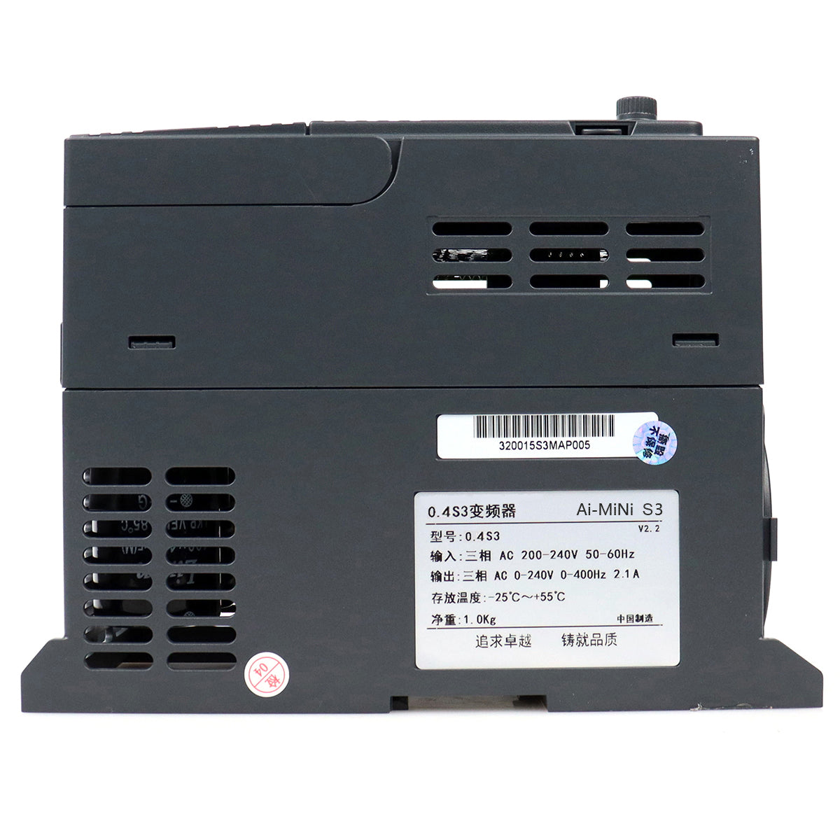 0.4kW VFD Variable Frequency Drive 2.1A 0.5HP, Input 220V 3-phase, Output 220V 3-phase