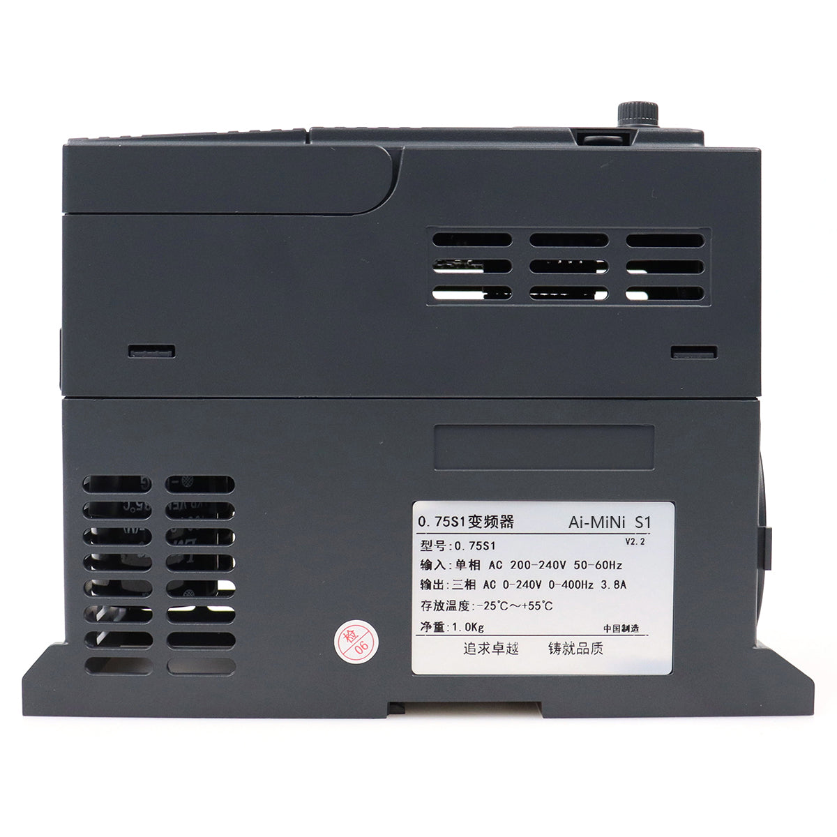 0.75kW VFD Inverter Speed Controller 3.8A 1HP, Input 220V 1-phase, Output 220V 3-phase