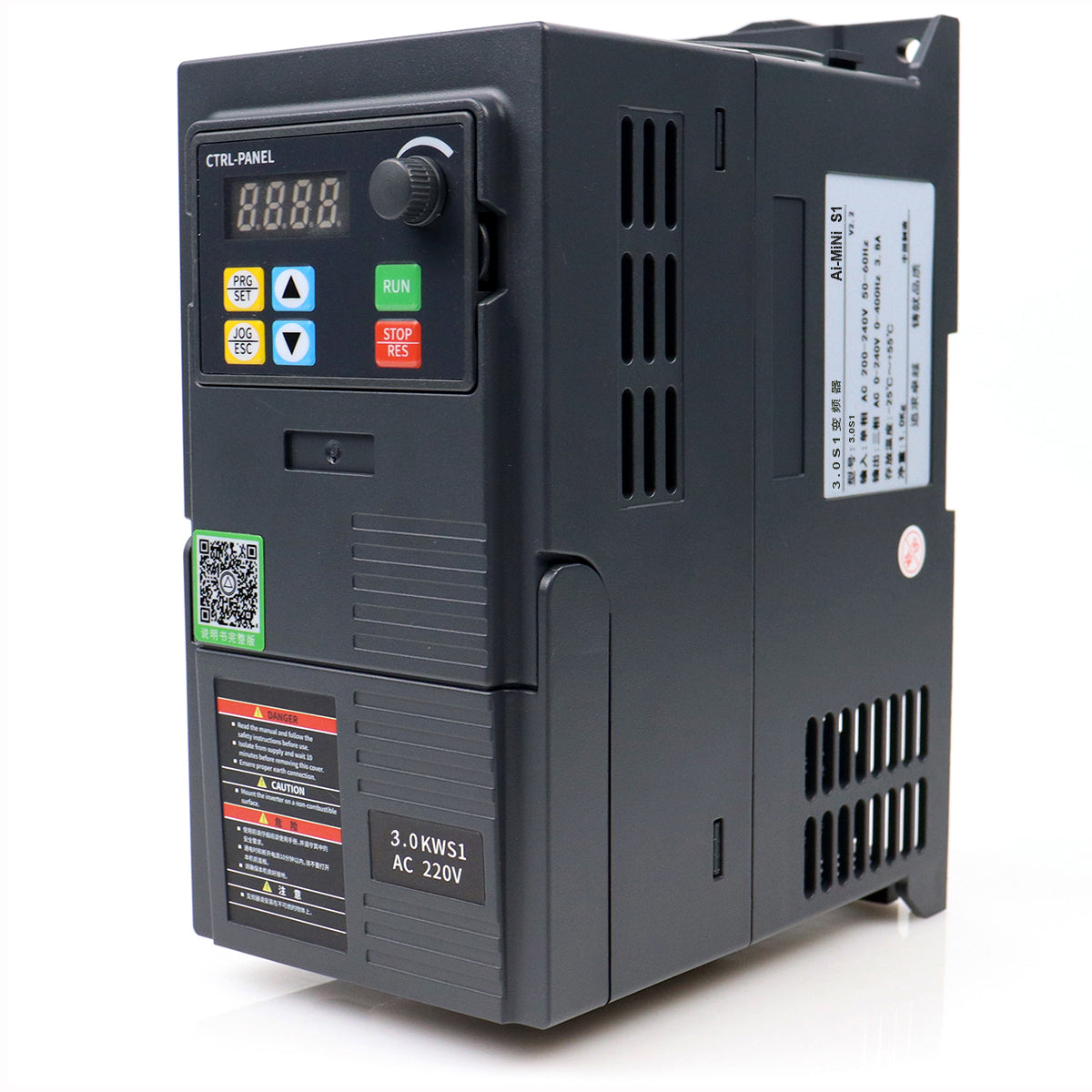 3kW VFD Inverter Speed Controller 13A 4HP, Input 220V 1-phase, Output 220V 3-phase