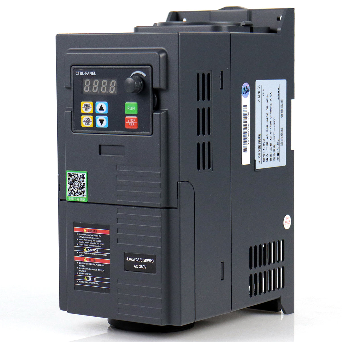 4kW VFD Variable Frequency Drive 9A 5.5HP, Input 380V 3-phase, Output 380V 3-phase