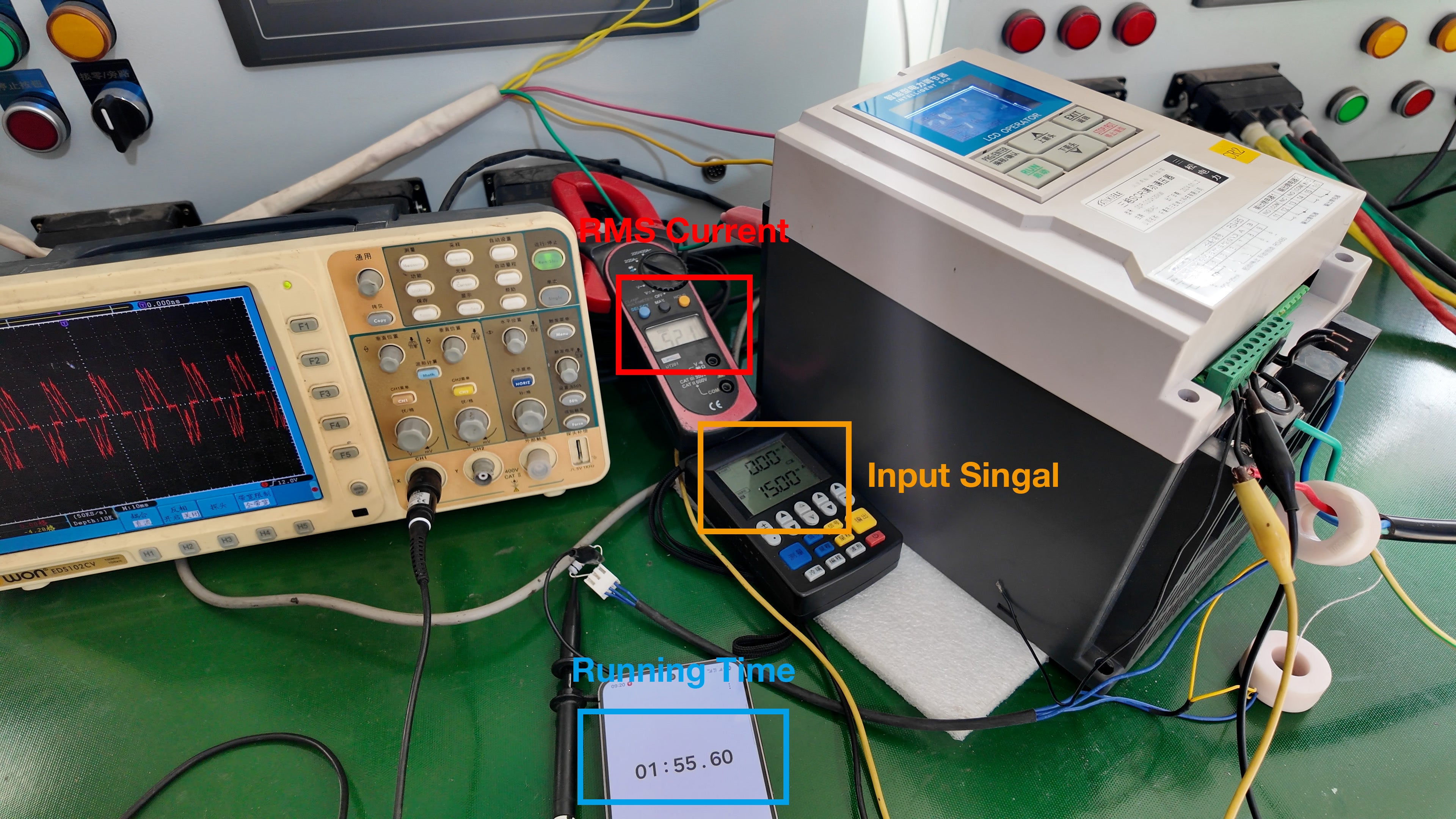RMS current: 5A;  SCR controller running at 69% output