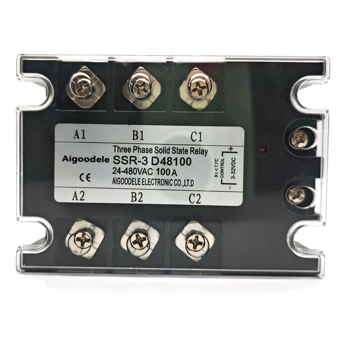 DC-AC SSR 100A 3-Phase Solid State Relay, Input DC 3-32V, Output AC 24-480V