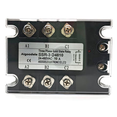 DC-AC SSR 10A 3-Phase Solid State Relay, Input DC 3-32V, Output AC 24-480V