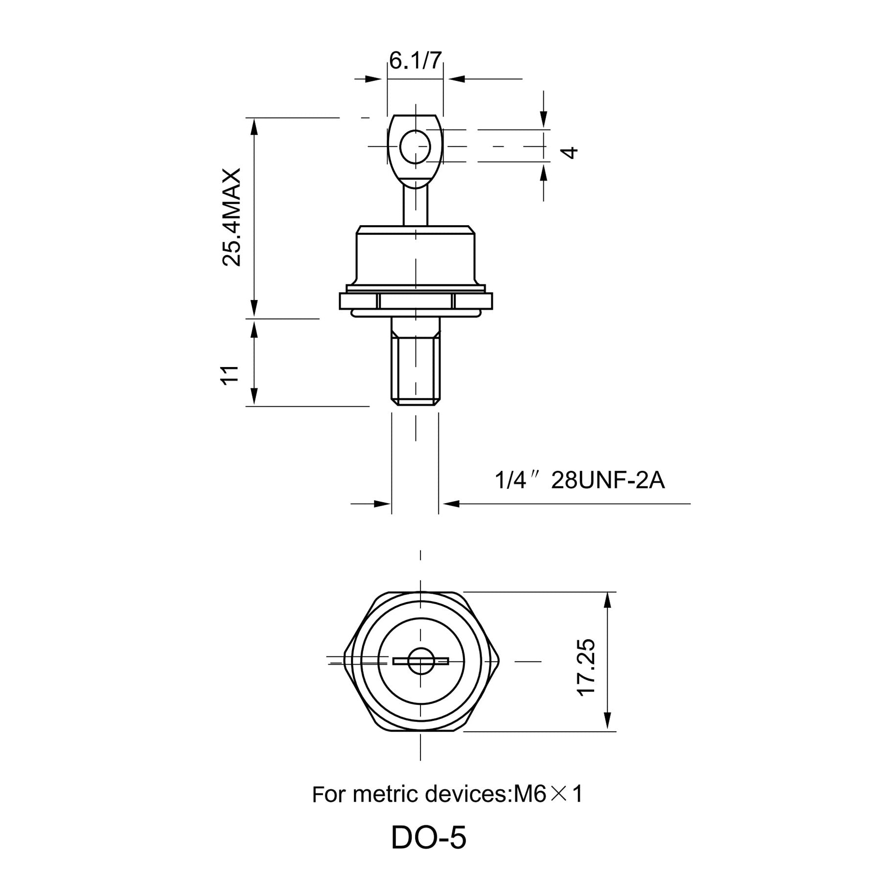 Diode Stud 30A 40A 50A 60A 70A 85A DO5, HF Positive, HFR Negative, Battery Charging Blocking Diode