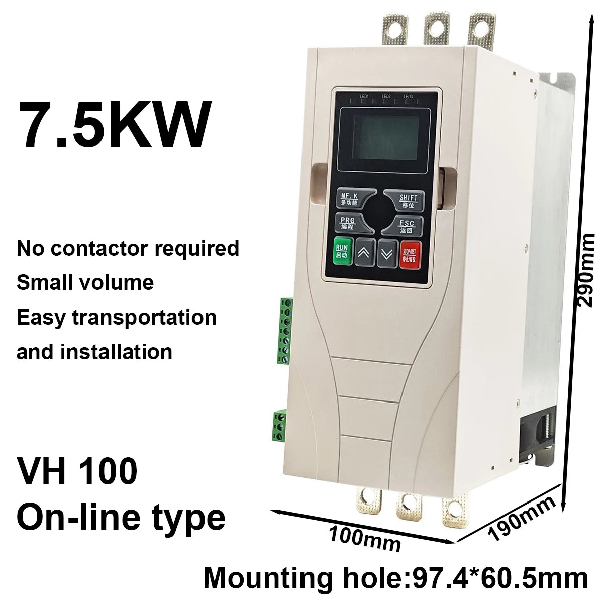 7.5kW Online Soft Starter 15A 10hp 380V Small Type 3-phase 50/60Hz