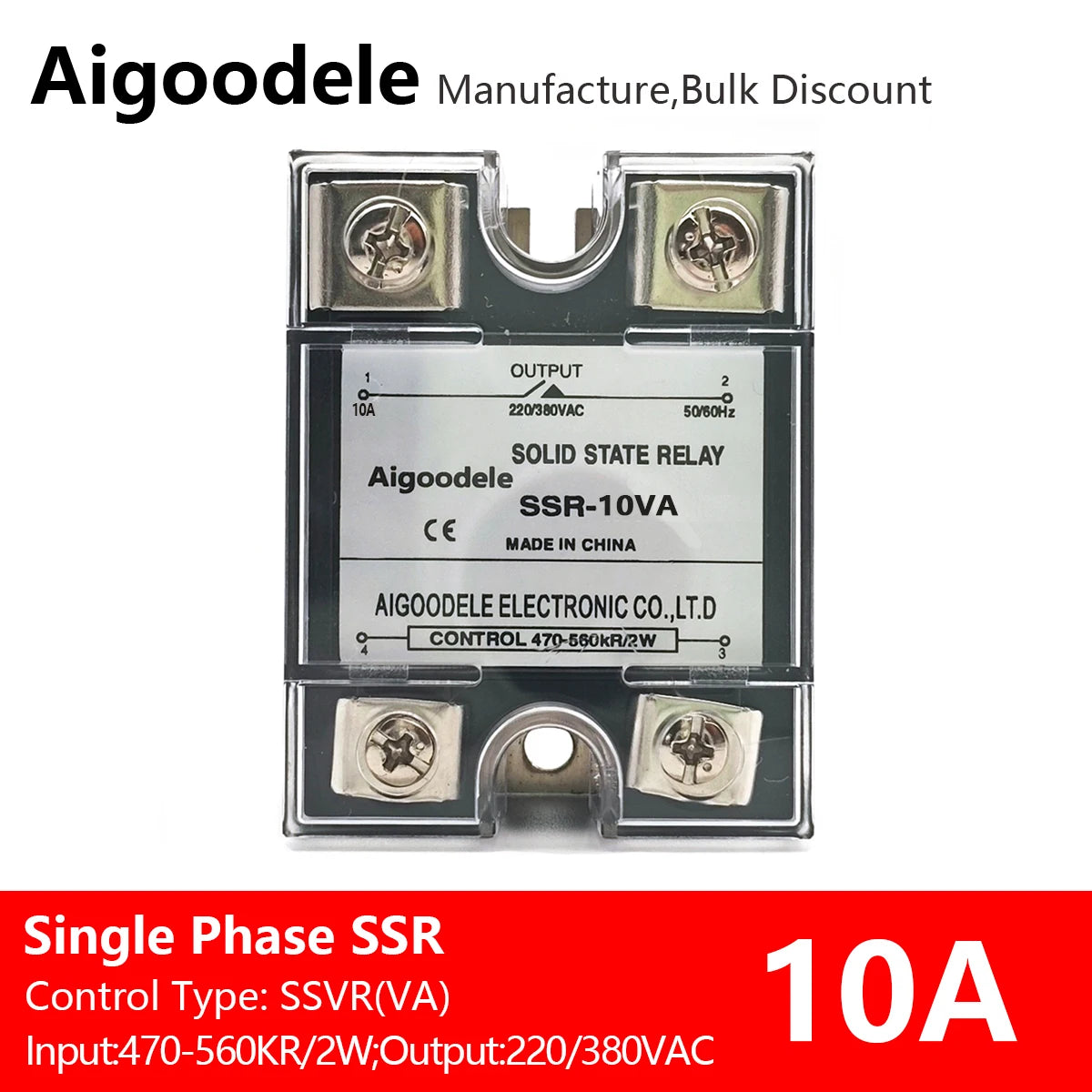 SSVR 10A 1-Phase Solid State Voltage Regulator, Input Potentiometer, Output AC 0 To 220V