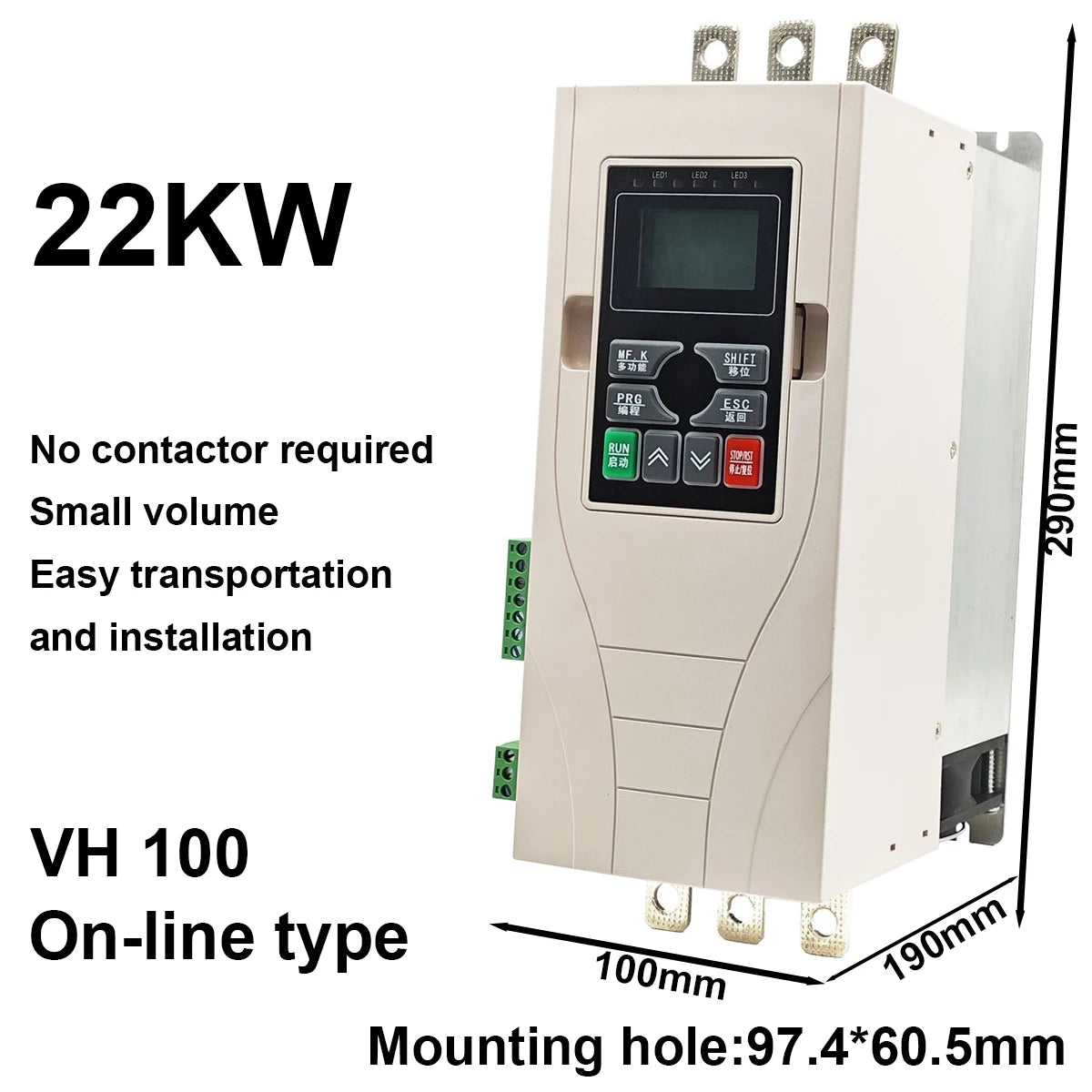 22kW Online Soft Starter 43A 30hp 380V Small Type 3-phase 50/60Hz