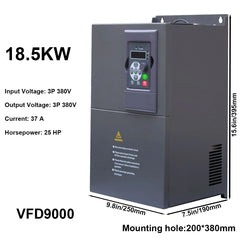 18.5kW Variable Frequency Drive VFD 25HP 37A, Input 3-phase 380V, Output 3-phase 380V