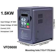 1.5kW Variable Frequency Drive VFD 2HP 3.8A, Input 3-phase 380V, Output 3-phase 380V