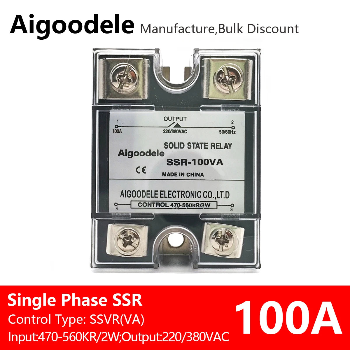 SSVR 100A 1-Phase Solid State Voltage Regulator, Input Potentiometer, Output AC 0 To 220V